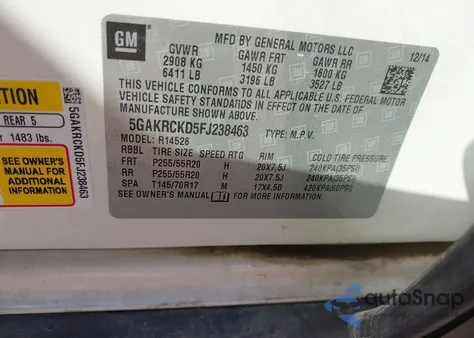 2015 Buick Enclave Premium z USA, uszkodzony, nr VIN 5GAKRCKD5FJ238463